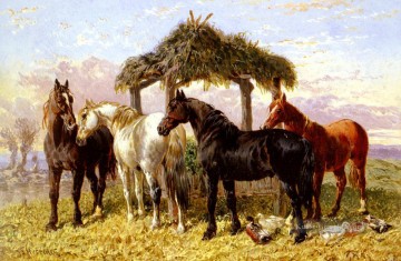  RED Malerei - Pferde und Enten durch einen Fluss Herring Snr John Frederick